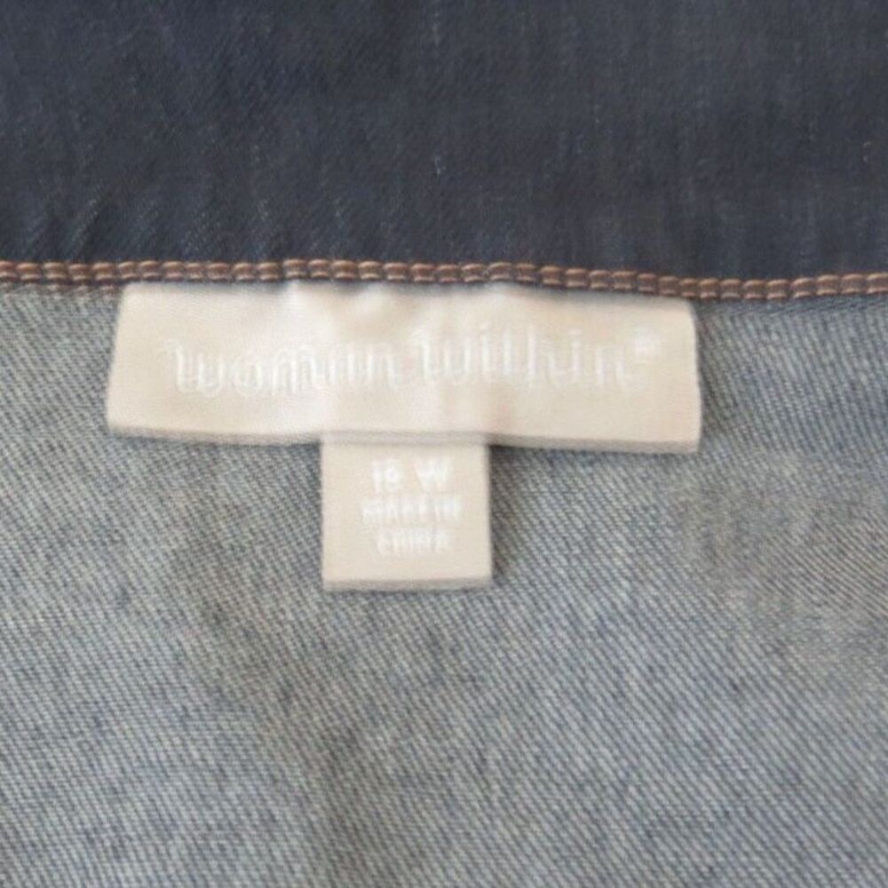 Woman Within Plus Size Long Stretch Denim Jacket Oversized Blue 18W NWOT - Picture 9 of 10